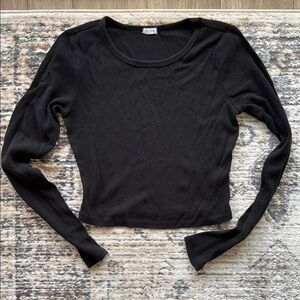 Garage Black Fitted Crop Long Sleeve Top